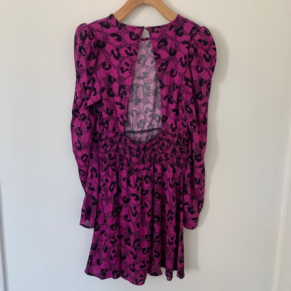 NWT AFRM Violaine Cheetah Smocked Mini Dress - Picture 9 of 16